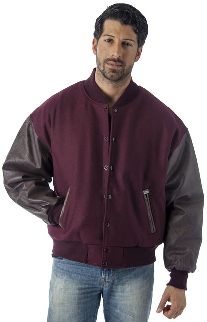 REED Men's Premium Varsity Leather/wool Jacket Made in USA