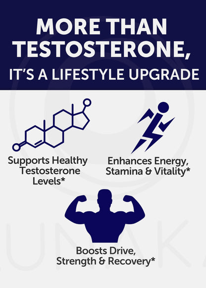 Lunakai USA Made Natural Testosterone Booster for Men with Tongkat Ali, Ashwagandha & Shilajit - Testosterone Supplement for Strength, Energy & Stamina, 60ct