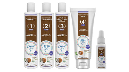 Carson Life Leave In Cream Conditioner - Repair Conditioner for Color Treated Hair - Sulfate and Paraben Free - Made with Coconut, Olive and Amla Oils, Shea Butter For Dry Damaged Hair - Made in USA