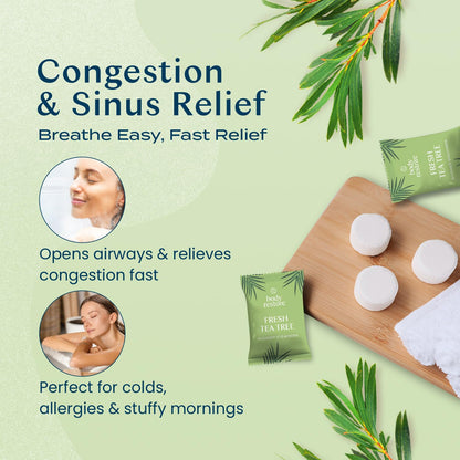 Body Restore Shower Steamers Aromatherapy 15 Pack - Birthday Gifts for Women, Men, Travel Essentials, Stress Relief, Relaxation, Self Care, Bath Bombs - Tea Tree