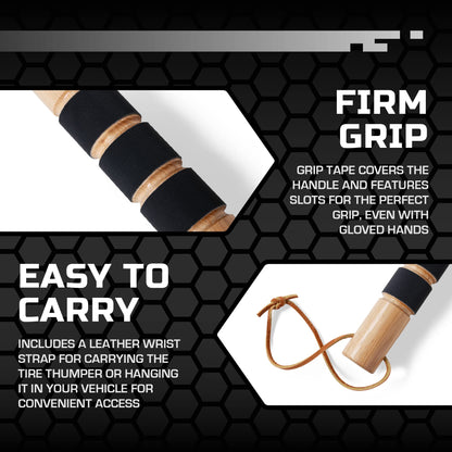 Big Rig Defense: Hickory Stick Tire Thumper - Made in USA - Fish Bat Tire Knocker - Truckers Tool for Checking Tire Pressure - Weighted Wood Stick with Extra Grip
