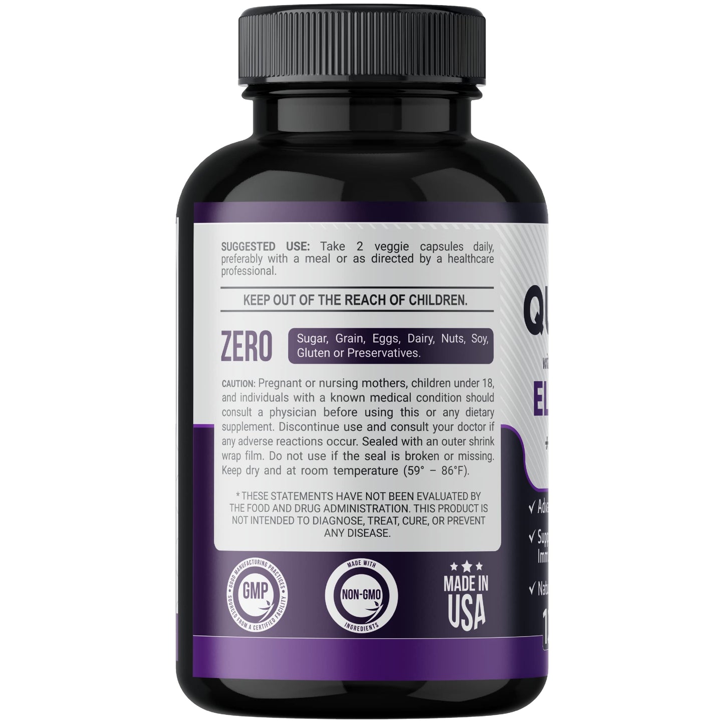 Gade Nutrition Quercetin with Bromelain & Elderberry | Quercetin with Vitamin C and Zinc | Zinc Quercetin 500mg with Vitamin D3 | Daily Immune Support Supplement - 2 Months Supply