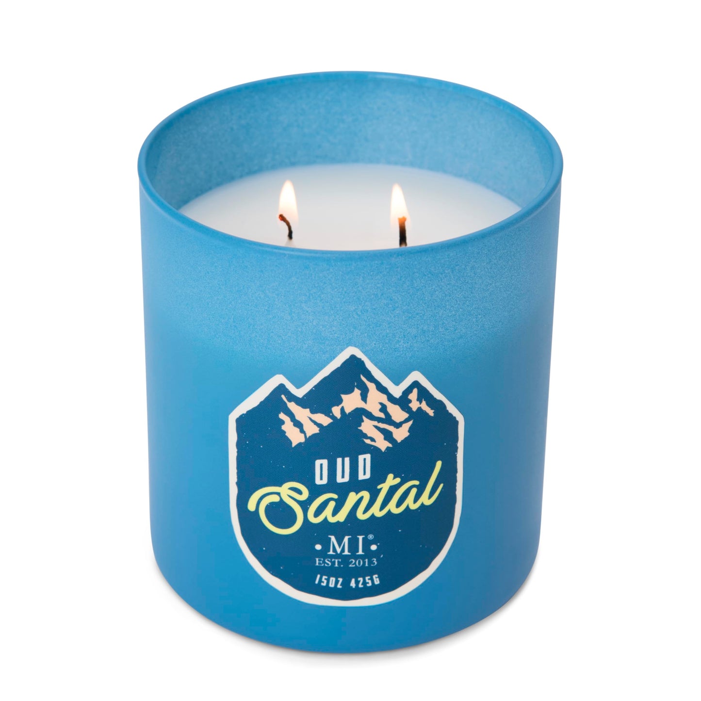 Manly Indulgence Oud Santal Scented Candles for Men, 2 Wick, 15 oz Premium Soy Blend Wax, 60H Burn, Candles for Home Scented – Made in The USA