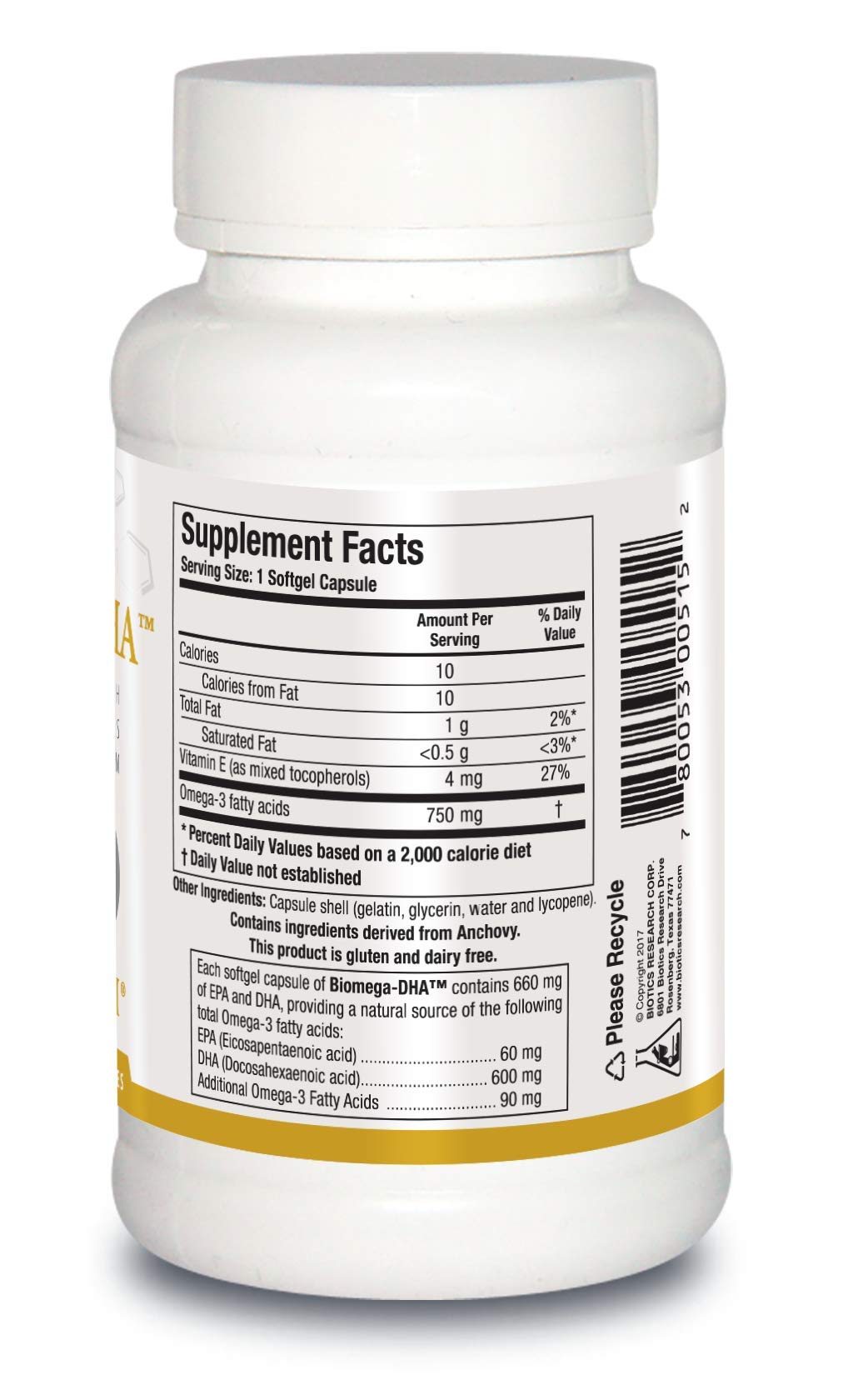 Biotics Research Biomega DHA Fish Oil, 600 mg DHA, Supports Learning and Memory, Fetal Brain Vitamins, 90 Softgel Capsules