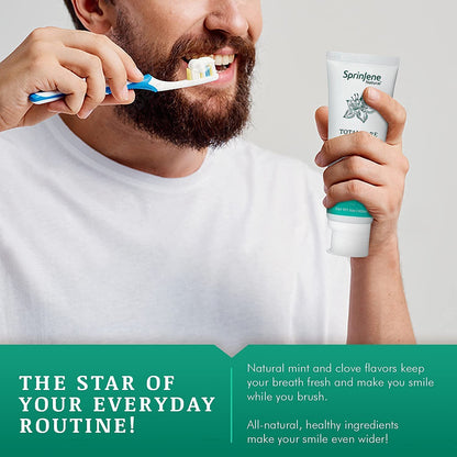 SprinJene Natural Total Care Fluoride Free Toothpaste – Patented Formula with Black Seed Oil & Zinc – Dry Mouth Toothpaste for Fresh Breath & Strong Teeth – Made in The USA (1 Pack)