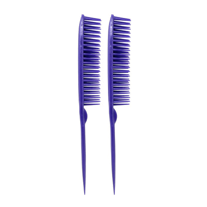 Allegro Combs 60 Parting Three Row Combs Salon Hairstylist Hairdresser Detangle Combs For Natural Hair And Wigs For Curly Hair Made In The Usa 2 Pcs. (Purple)