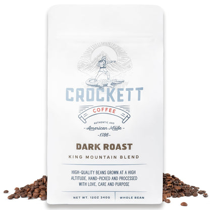 Crockett Whole Bean Coffee – Bold Dark Roast Whole Coffee Beans with Strong Flavor, Full-Bodied Aroma & Smooth Finish – Perfect for Healthy All-Day Energy, Focused Drive & American-Made Grit