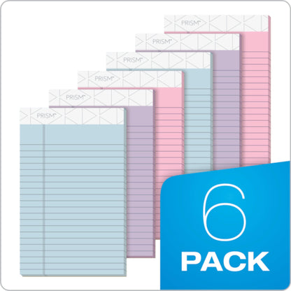 TOPS 5 x 8 Legal Pads, 6 Pack, Prism Brand, 2 Pink/2 Blue/2 Purple, Narrow Ruled, 50 Sheets Per Writing Pad, Made in USA (63016)