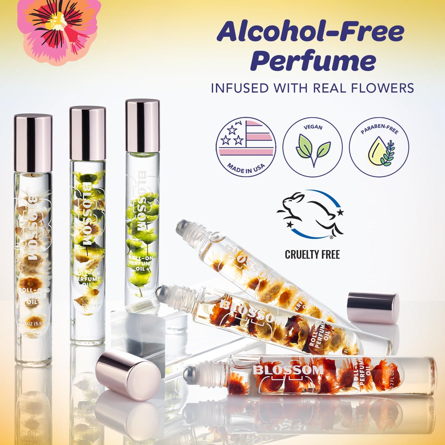 Blossom Roll on Perfume for Women Alcohol Free Gourmand Rollerball Perfume Oil with Essential Oils, Infused with Real Flowers, Made in USA, 0.20oz, (Pumpkin, Vanilla, Cinnamon) Pumpkin Spice Latte