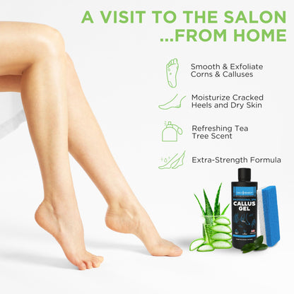Professional Foot Callus Remover Gel Set for Smooth Feet & Cracked Heels - 16oz (2 Pack x 8oz) - Made in USA