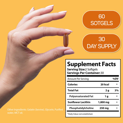 HARMONIFY Sunflower Lecithin Wellness Supplement, 2050 mg High-Potency, Non-GMO & Gluten-Free, 60 Softgels, Proudly USA Company