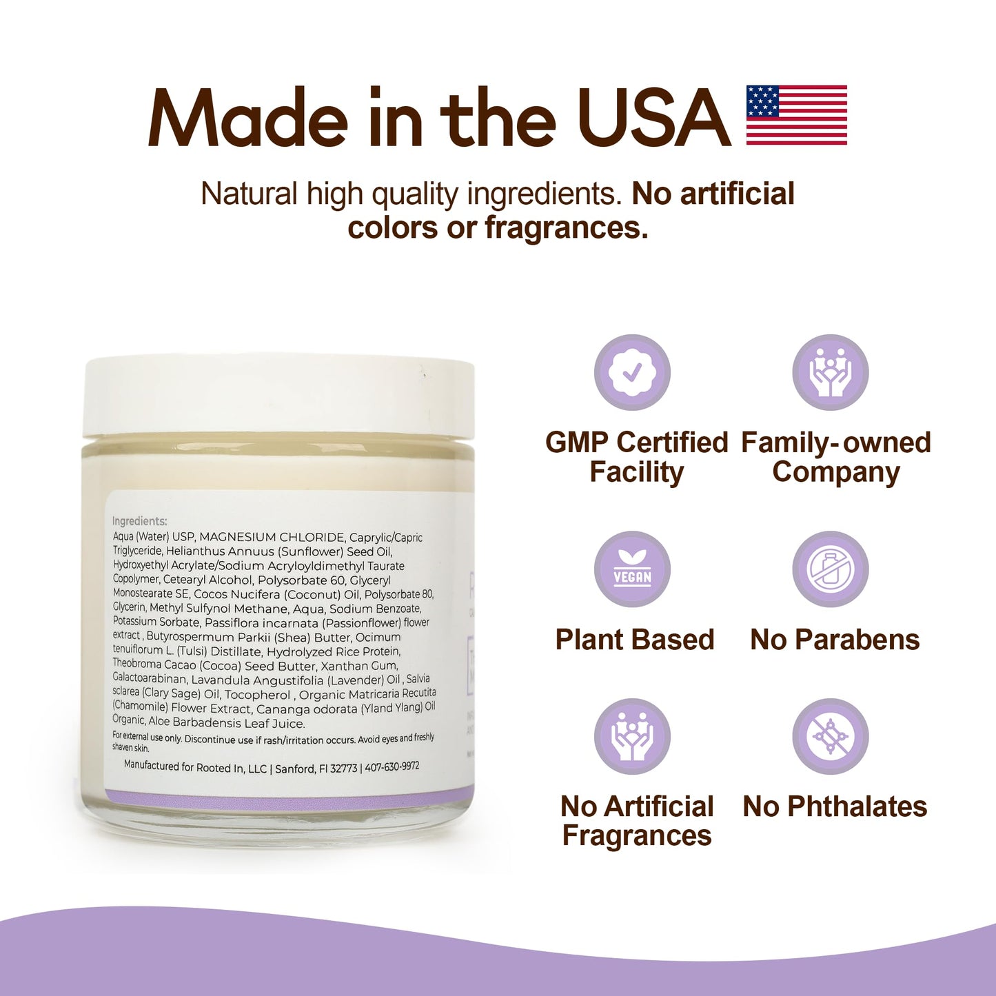Rooted In Rest Magnesium Lotion for Sleep – Science Backed Sleep Aid – 2X More Magnesium Chloride – Fast, Effective Relaxation with Lavender, Passion Flower & Chamomile - Made in USA – 4 oz
