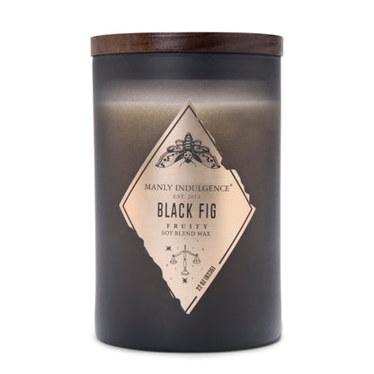 Manly Indulgence Black Fig Scented Jar Candle, Rebel Collection, 2 Wick, Black, 22 oz - Up to 120 Hours Burn