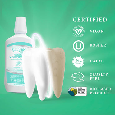 SprinJene Alcohol Free Mouthwash with Xylitol – Fluoride Free Natural Mouthwash for Dry Mouth, Whitening & Fresh Breath – Patented Black Seed Oil & Zinc Formula – Vegan & Made in The USA (2 Pack)