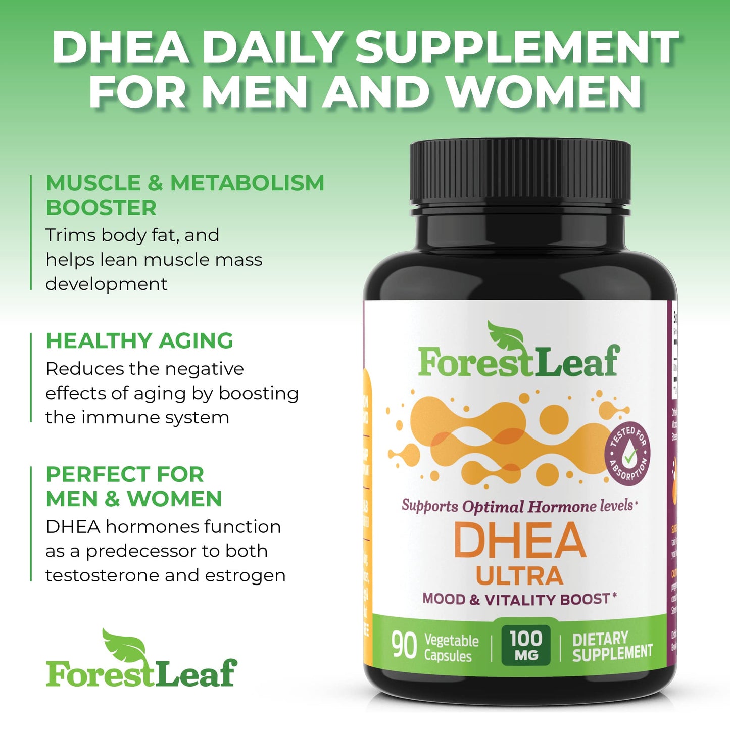 DHEA 100mg | DHEA Supplement for Women | DHEA Supplement for Men | Pure High Strength Micronized Dehydroepiandrosterone | Supports Energy, Hormone Balance, Anti-Aging, Mood | 90 Caps (3-Month Supply)