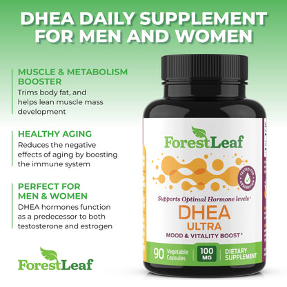 DHEA 100mg | DHEA Supplement for Women | DHEA Supplement for Men | Pure High Strength Micronized Dehydroepiandrosterone | Supports Energy, Hormone Balance, Anti-Aging, Mood | 90 Caps (3-Month Supply)