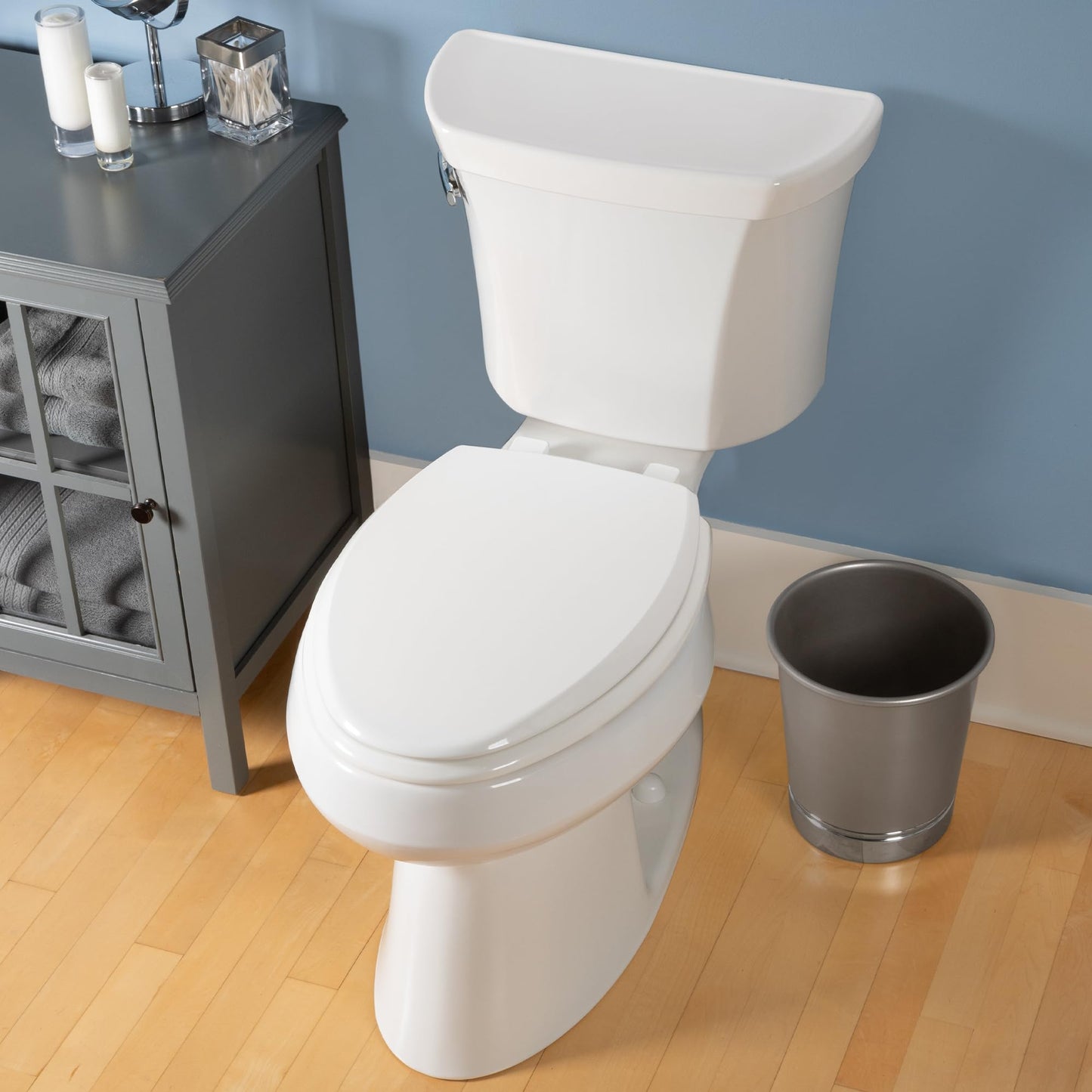 Mayfair Cassel Slow Close Toilet Seat, Easy Clean, Non Slip Premium Wood Seat, Easy Install, Made in USA, Round, White