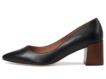 Cole Haan Women's Cassandra Block Heel Pump, Black Leather/Brown Stack, 9