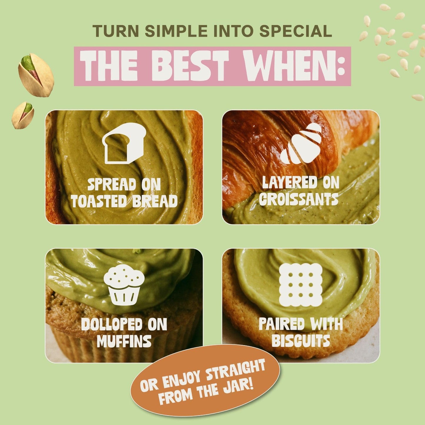 DORREL Pistachio & Sesame Halva Butter | Dairy-Free Vegan Spread | Made with 60% California Pistachios | Non-GMO | Kosher Pareve | Healthy Sweet & Savory Halva Spread (200g / 7.05oz)