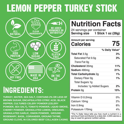 Righteous Felon Meat Sticks | 100% Turkey Sticks | Gluten Free & Keto Meat Sticks | Low Sugar & High Protein Turkey Sticks| Healthy Snack for Adults | Jerky Gifts for Men | Lemon Pepper, 10 Pack