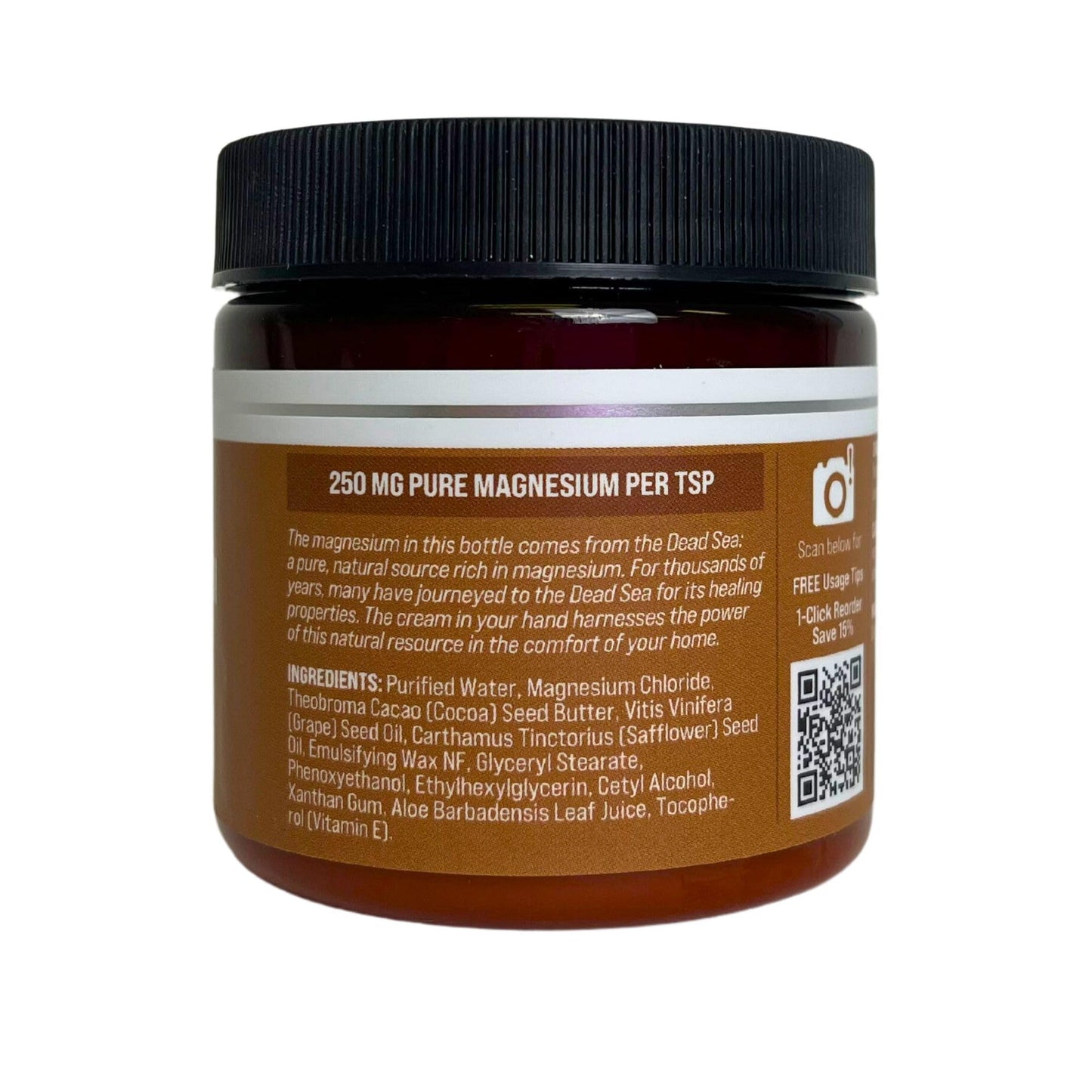 Magnesium Cream – Nighttime Magnesium Lotion – Apply to Legs, Buttocks, Arms or Chest – Topical Magnesium Chloride – USA Made and Safe for Kids (Cocoa)