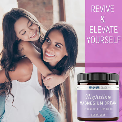 Magnesium Lotion – Nighttime Magnesium Cream – Apply to Legs, Arms or Chest - Topical Magnesium Chloride – USA Made and Safe for Kids (Clary Sage)