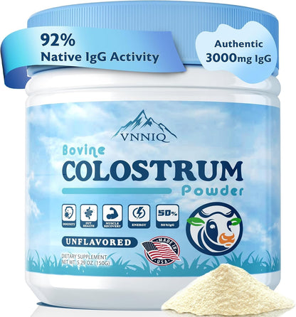 LIPOSOMAL Bovine Colostrum Supplement Powder： 3x Absorption | 3,000mg IgG | Organic Grass-Fed Farm | Ultra-Low Temp Freeze-Dried - Preserves 92% Native IgG Activity Verified by USA-Lab | 50 Servings