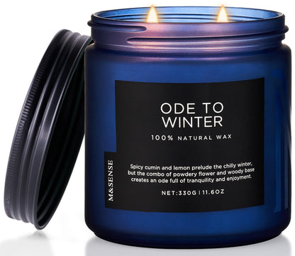 M&SENSE Ode to Winter 11.6oz Natural Soy Wax Non Toxic Candle, Up to 70 Hours Burn Time Winter Scents, 2 Cotton Wick Jar Candle Home Scented Gift