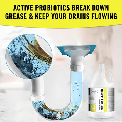 GELEAN Multi-Purpose Probiotic Enzyme Cleaner, (128 oz, Citrus) - Pet Stain and Odor Remover - Concentrated - Professional & Home Strength Drains, Floors, Bathrooms, Toilets Trash Can, Made in USA