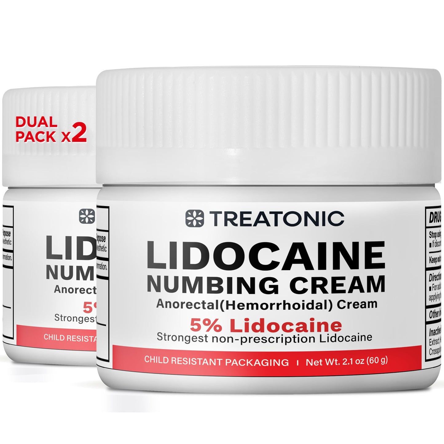 5% Lidocaine Numbing Cream: Lidocaine Cream Maximum Strength for Pain Relief, Itching, Burning, Soreness, Hemorrhoid - Fast Acting & Long Lasting Numbing Cream- 2.1 oz (2-Pack)