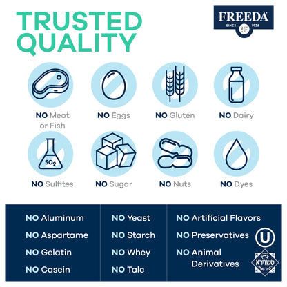 FREEDA Acidophilus Probiotic 1 Billion CFU – Lactobacillus Acidophilus with Organic Inulin & Blue Agave – Digestive Health, Regularity & Immune Support – Vegan, Kosher, Non-GMO (100 Capsules)