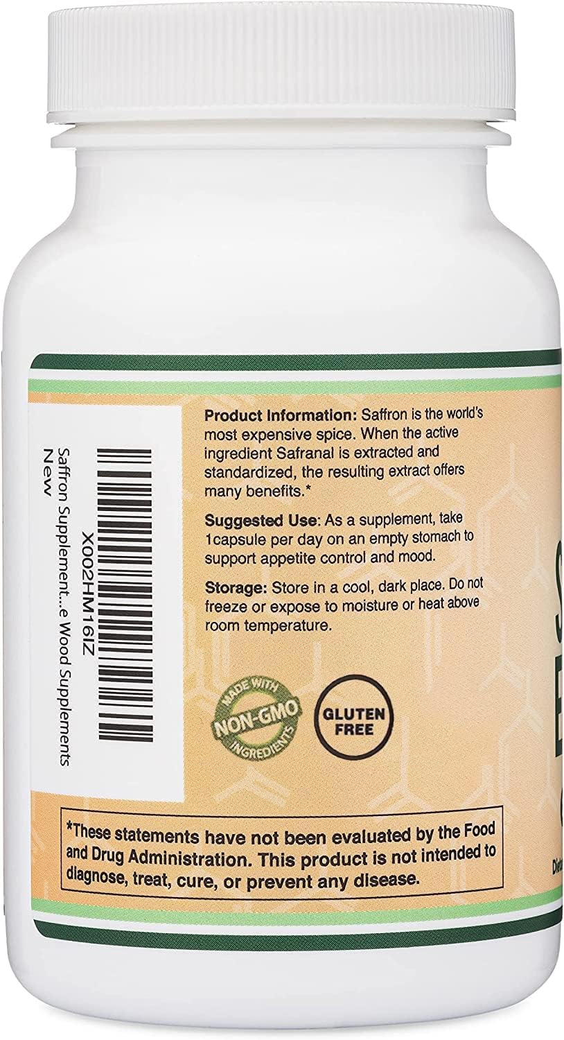 Saffron Supplement for Focus - Saffron Extract 88.5mg Vegan Capsules (210 Count) – Supports Focus and Vision, Including Retina and Lens – Herbal Dietary Supplement by Double Wood