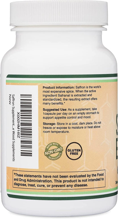 Saffron Supplement for Focus - Saffron Extract 88.5mg Vegan Capsules (210 Count) – Supports Focus and Vision, Including Retina and Lens – Herbal Dietary Supplement by Double Wood