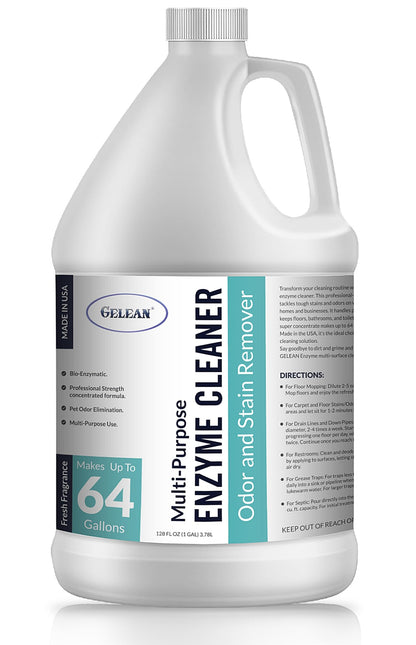 Multi-Purpose Probiotic Enzyme Cleaner, Made in USA - Pet Stain and Odor Remover - Concentrated - Professional & Home Strength Drains, Floors, Bathrooms, Toilets Trash Can, (1 gallon, Fresh fragrance)