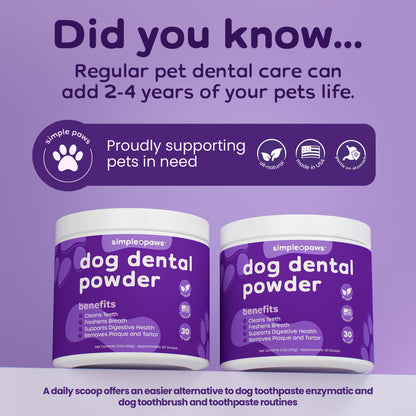 Dog Dental Powder for Teeth Cleaning - Dental Powder for Dogs Teeth – Prevent Dog Bad Breath with Probiotics for Fresh Breath & Oral Health – Chicken Flavored, 60 Scoop Supply