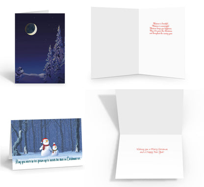 Stonehouse Collection Assorted Christmas Cards | Winter Forest Holiday Boxed | USA Made | 18 Beautiful Christmas Cards & Envelopes (Forest)