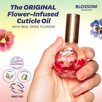 Blossom Cuticle Oil for Nails, Hydrating, Moisturizing, Scented Nail Oil Cuticle Care, Infused with Real Flowers, Made in USA, 0.5 fl. oz, Honeysuckle