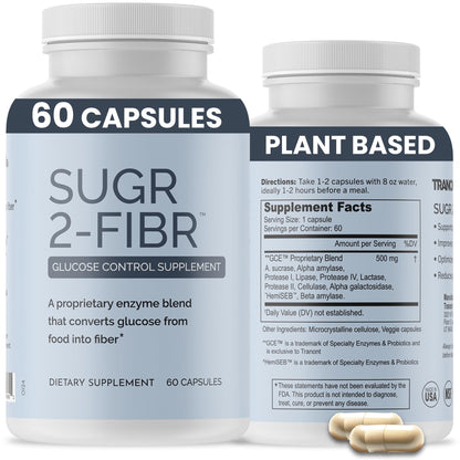 OPTIVIDA Sugr-2-Fibr – Premium Blood Sugar Support Supplement (60 Veggie Capsules) – Natural Blood Sugar Support & Healthy Glucose Metabolism – Blood Sugar Supplement for Adults