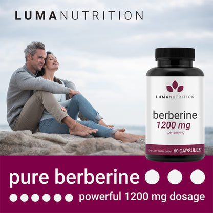 Luma Nutrition Berberine Supplement - Berberine HCL 1200mg Per Serving - Vegan, Gluten Free, Non-GMO - 60 Capsules