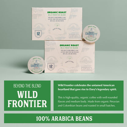 Crockett Organic K Cups Coffee – USDA Organic Medium Roast Coffee Pods with Clean Flavor, Balanced Body & Natural Energy – Single Serve for Smooth Brewing & American-Made Quality