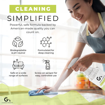 G's Cleaning Biodegradable All Purpose Cleaner – 32 oz Non-Toxic Natural Cleaning Spray – Multipurpose Cleaner Spray for Multi Surface, Kitchen, Counter Top, Furniture, Floor, Home and Household