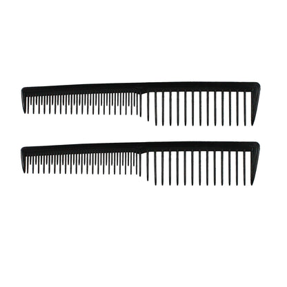 Amelia Beauty, 7in Black Plastic Wide Tooth Tease Comb, Made in USA, Professional Grade Pocket Hair Comb, Wet, Tangled Hair, Flip to Lift, Tease, Everyday Styling Cutting Hair Styling Tool, 2 Pack