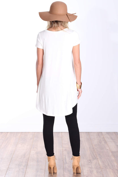 Popana Womens Short Sleeve Summer Tunic Tops to Wear with Leggings Loose Fit Made in USA Pearl