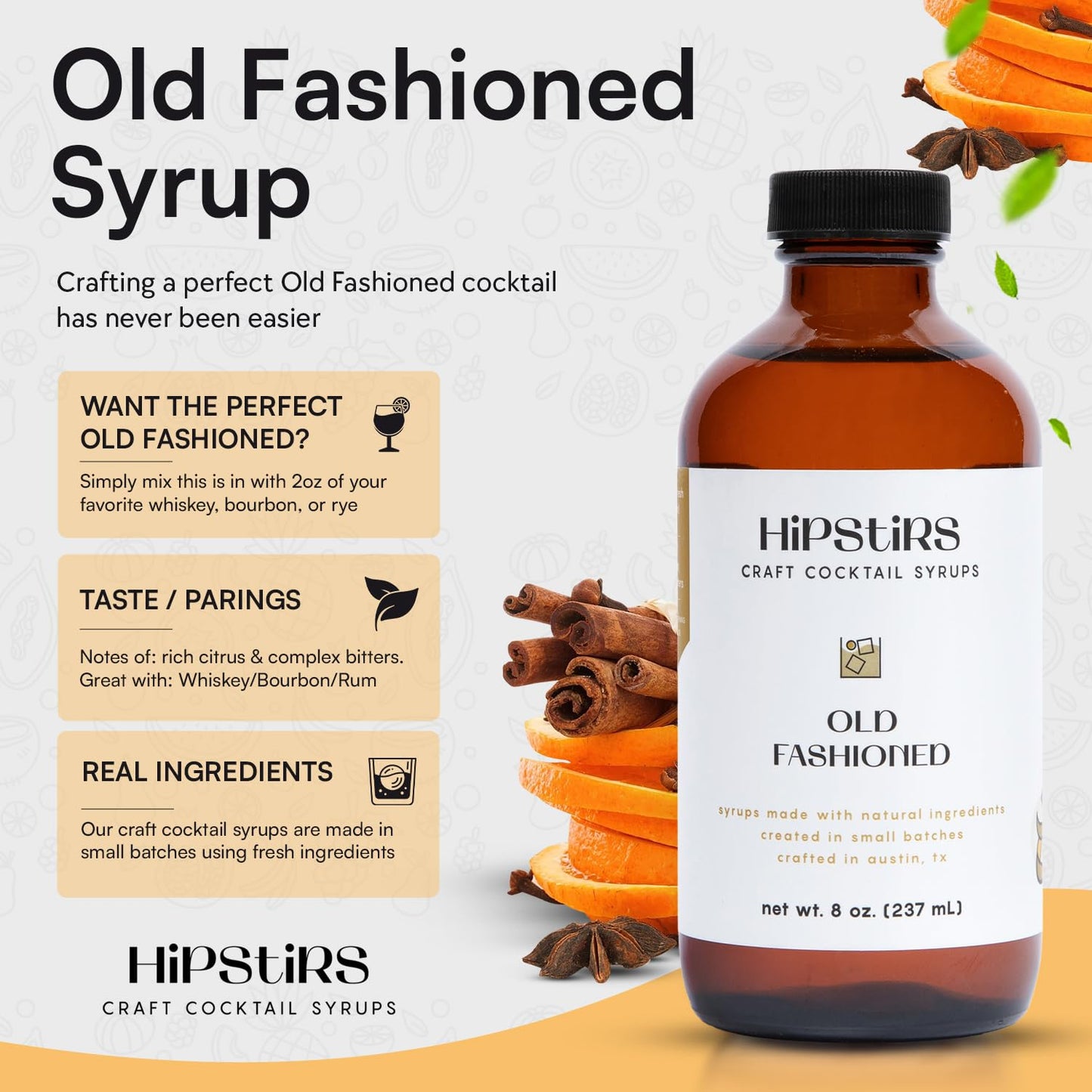 HipStirs Spring Cocktail Syrup Trio – Lavender Haze, Blackberry Mint & Old Fashioned (3 Pack, 8oz Bottles) | Craft Drink Mixers for Cocktails & Mocktails | Small Batch, Natural Ingredients