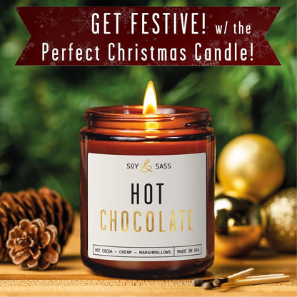 Hot Chocolate Candle - w/Hot Cocoa and Cream Candle I Infused with Scented Essential Oils I 9oz Reusable Jar, Long-Lasting 50 Hour Burn I Non-Toxic I Made in The USA