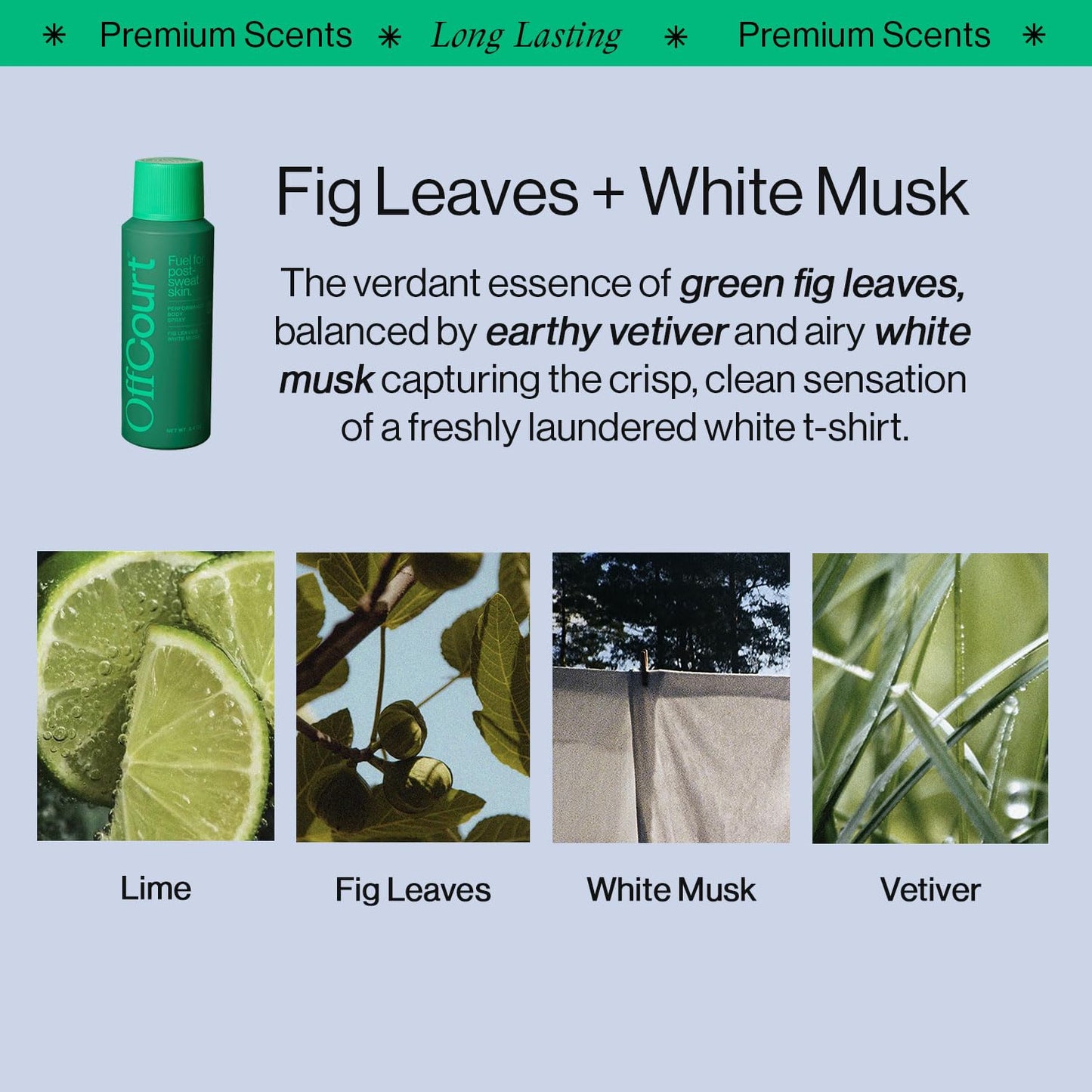 OffCourt - Natural Deodorant Body Spray for Men and Women - Aluminum Free - Whole Body Deodorant for Women and Men – Variety Pack of Citrus and Fig Leaves Scents, 3.4 Ounce (Pack of 2)