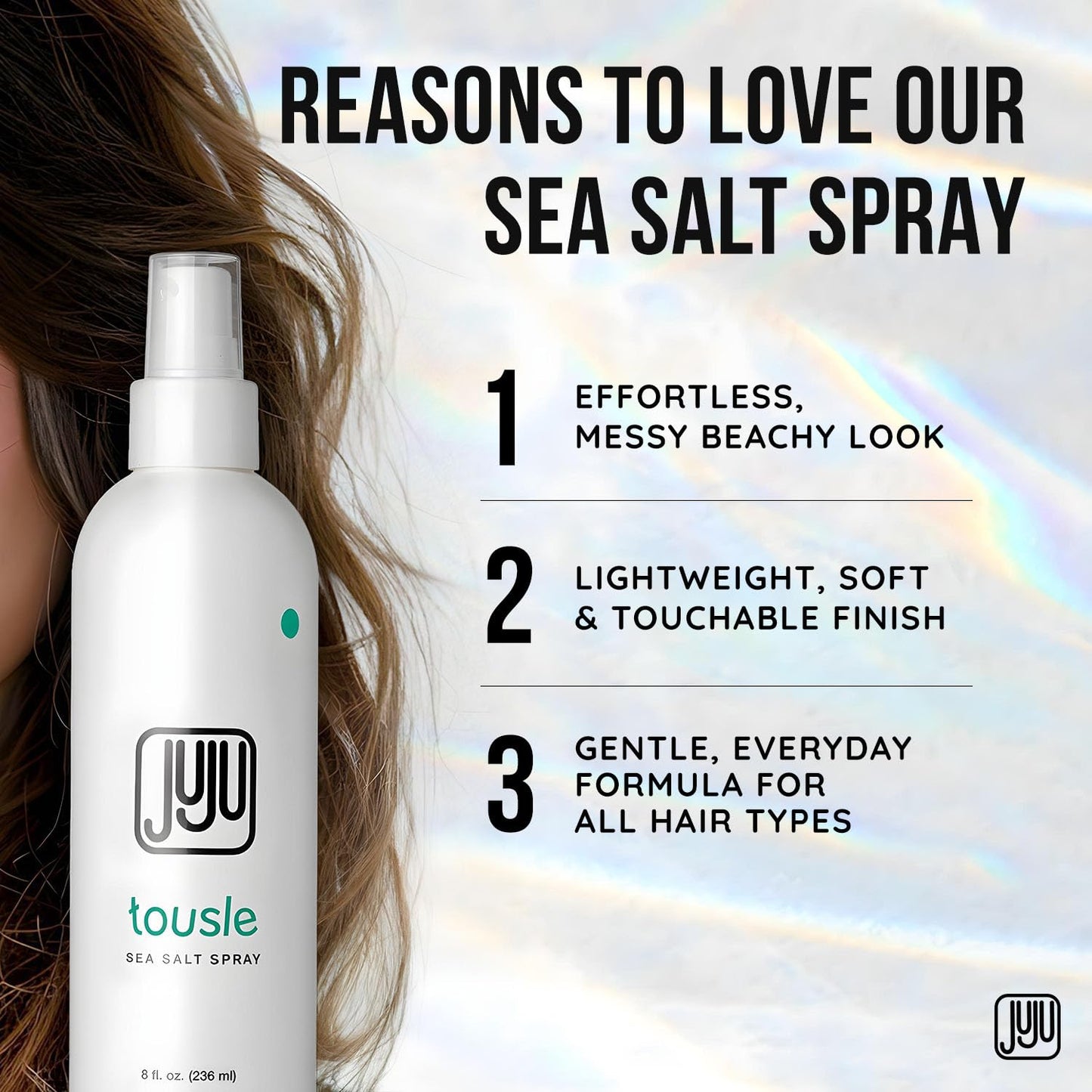 Tousle Sea Salt Spray for Men & Women 8 Fl Oz Made in USA (New Formula)-Natural Sea Salt Spray for Hair, Hair Texturizer for Women, Artificial Fragrance-Free Texture Sprays, Surfer Texturizer for Men