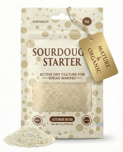 Sourdough Starter Culture – Dehydrated Wild Dry Yeast for Baking Homemade Artisan Bread – Organic, Non-GMO, Fresh, Long-Lasting & Beginner-Friendly (5 Grams)