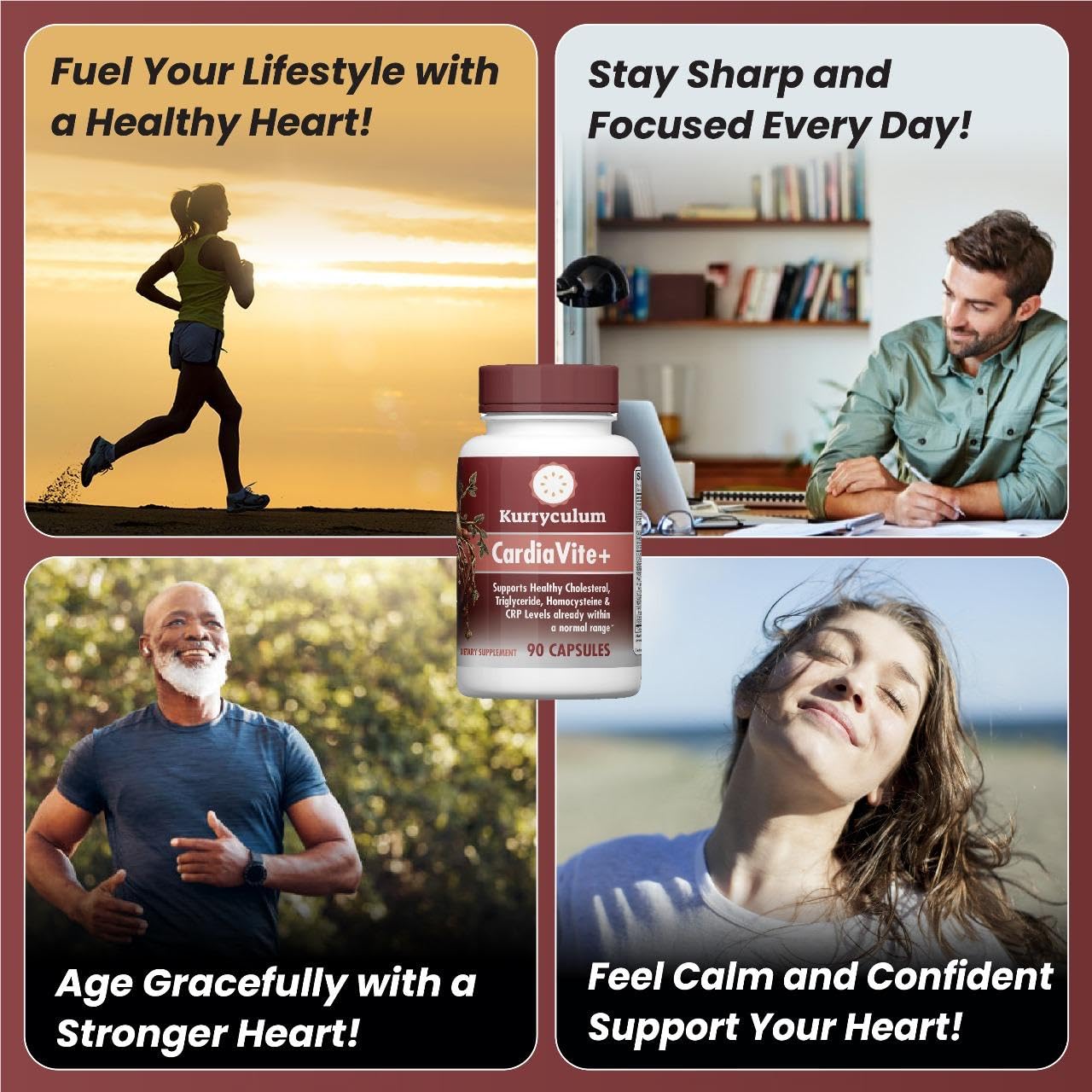 Kurryculum Cardiavite+. Supports Healthy Cholesterol and Triglyceride. GMP Certified,Gluten Free. Made in USA