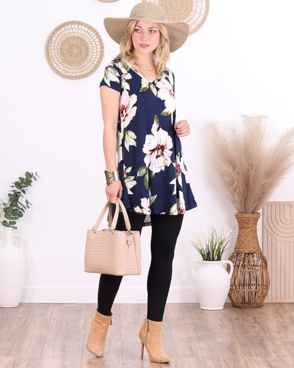 Popana Womens Short Sleeve Summer Tunic Tops to Wear with Leggings Loose Fit Made in USA